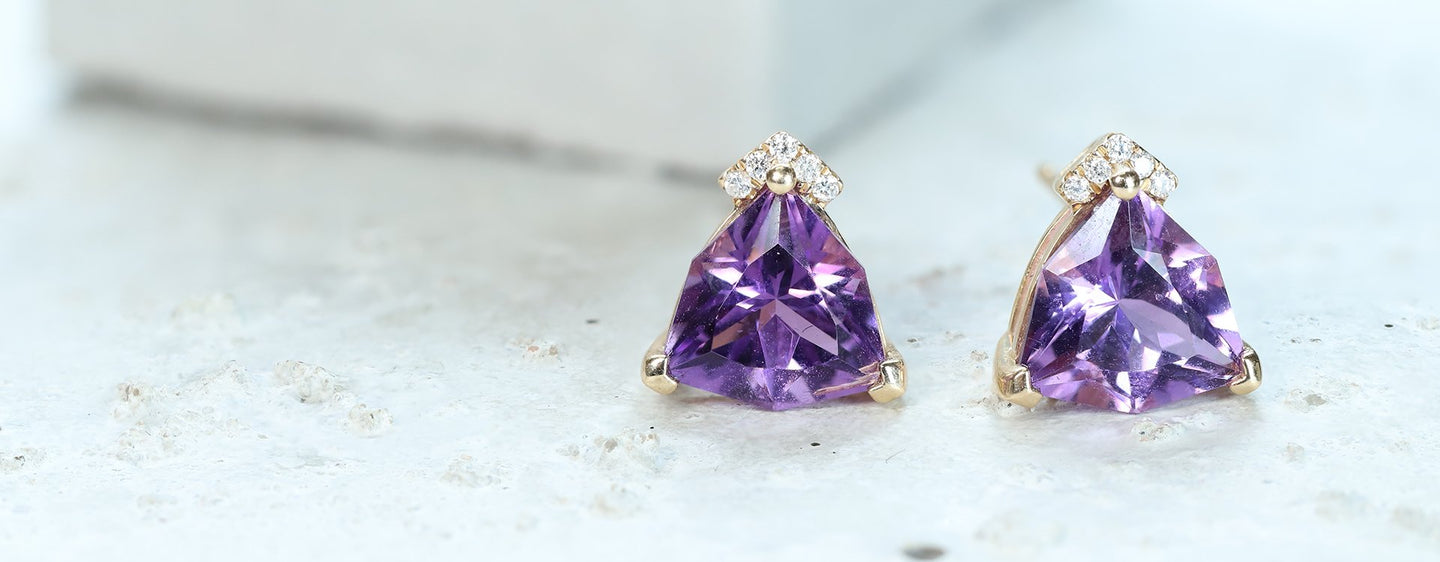 Round Natural Amethyst Gemstone Stud Earrings 925 Sterling Silver –  Dargette Fine Jewelry – Shop Now